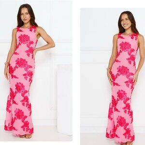 Vibe To It Mesh Maxi Dress Pink